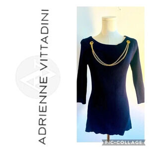 Rare Navy Adrianna Vittadini Adjustable Chain Embellishment Sweater Size Medium